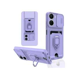 Newface Vivo Y16 Kılıf Zuma Kartvizitli Yüzüklü Silikon - Lila