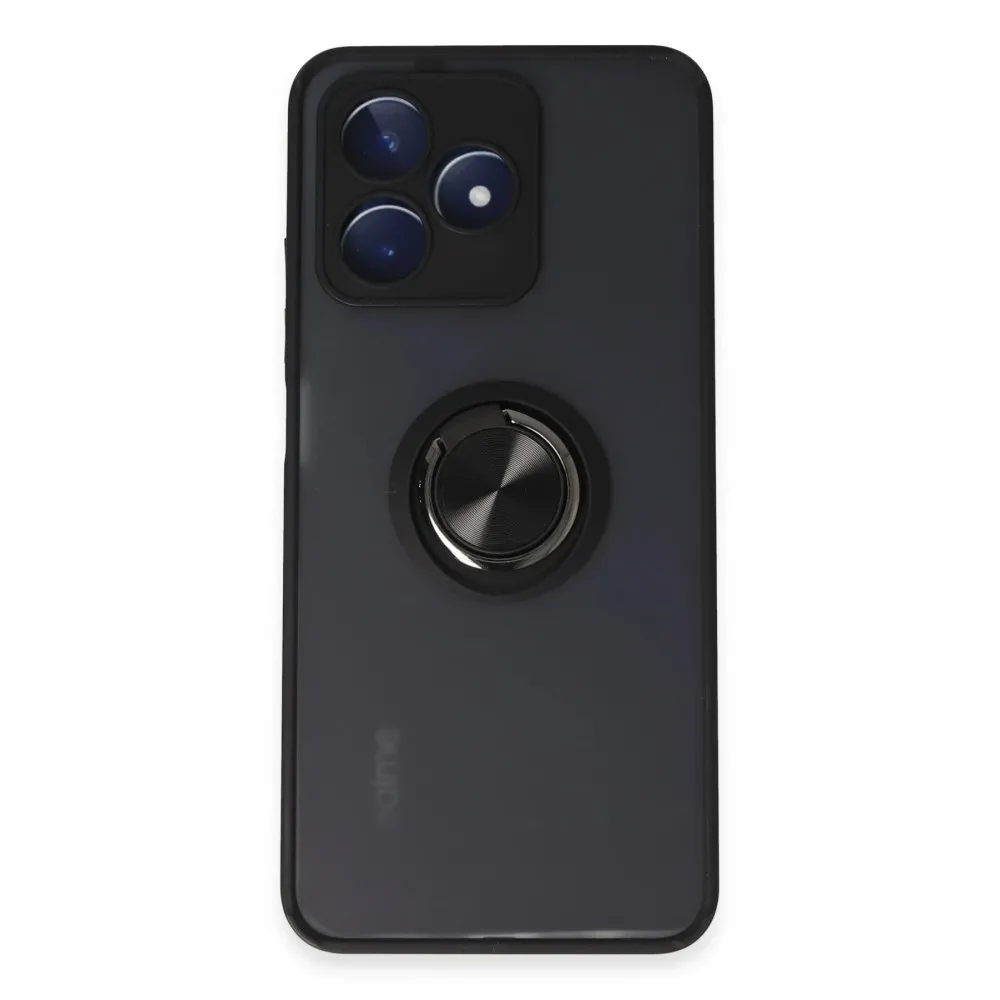 Newface Realme C53 Kılıf Montreal Yüzüklü Silikon Kapak - Siyah