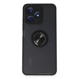 Newface Realme C53 Kılıf Montreal Yüzüklü Silikon Kapak - Siyah