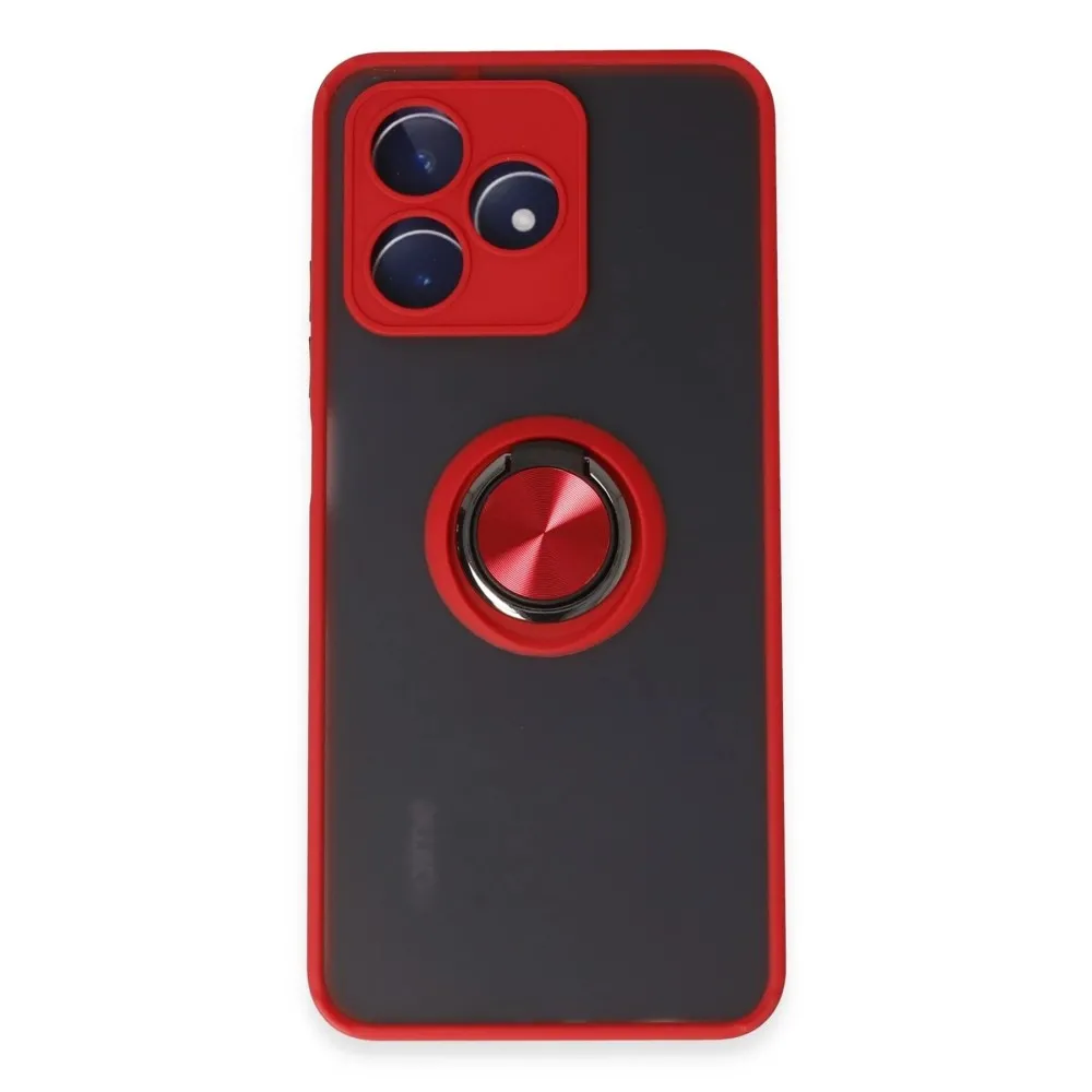 Newface Realme C53 Kılıf Montreal Yüzüklü Silikon Kapak - Kırmızı
