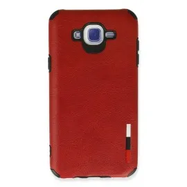 Newface Samsung Galaxy J7 Kılıf Loop Deri Silikon - Kırmızı