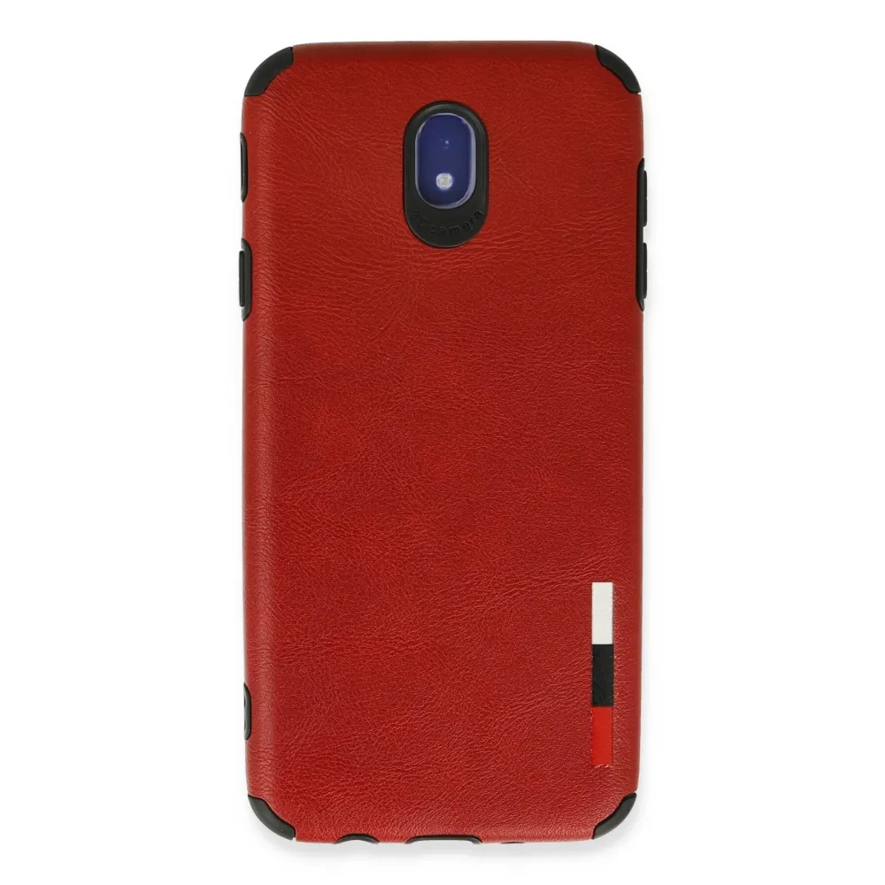 Newface Samsung Galaxy J7 Pro / J730 Kılıf Loop Deri Silikon - Kırmızı