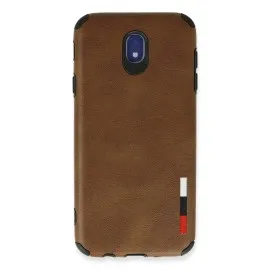 Newface Samsung Galaxy J7 Pro / J730 Kılıf Loop Deri Silikon - Kahverengi