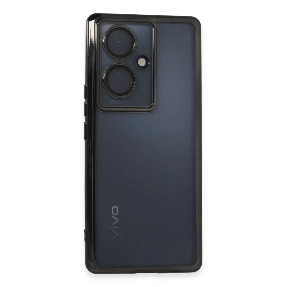 Newface Vivo V29 Lite Kılıf Razer Lensli Silikon - Siyah