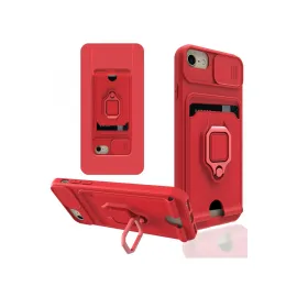 Newface Iphone 7 Kılıf Zuma Kartvizitli Yüzüklü Silikon - Kırmızı