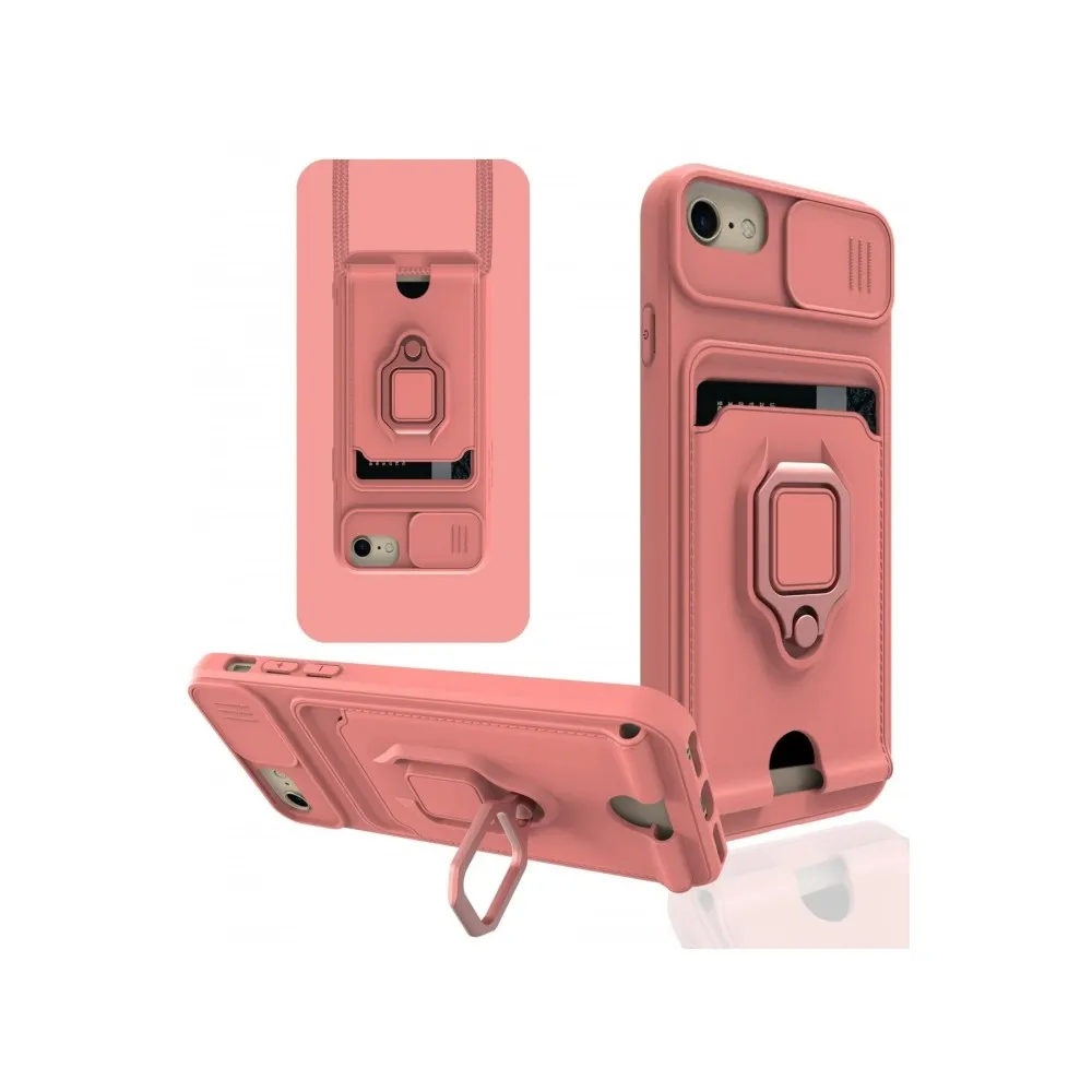 Newface Iphone 7 Kılıf Zuma Kartvizitli Yüzüklü Silikon - Pembe