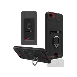 Newface iPhone 7 Plus Kılıf Zuma Kartvizitli Yüzüklü Silikon - Siyah