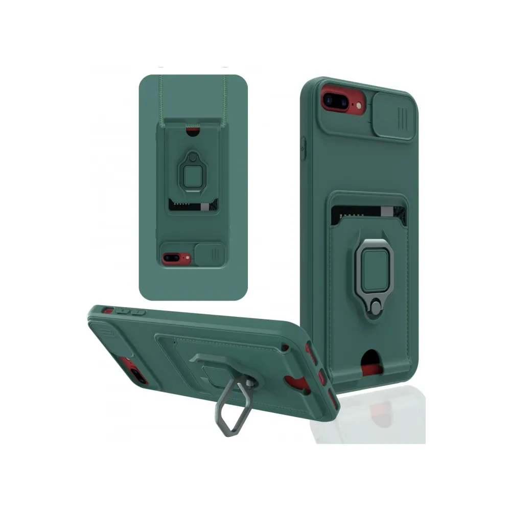 Newface Iphone 7 Plus Kılıf Zuma Kartvizitli Yüzüklü Silikon - Yeşil