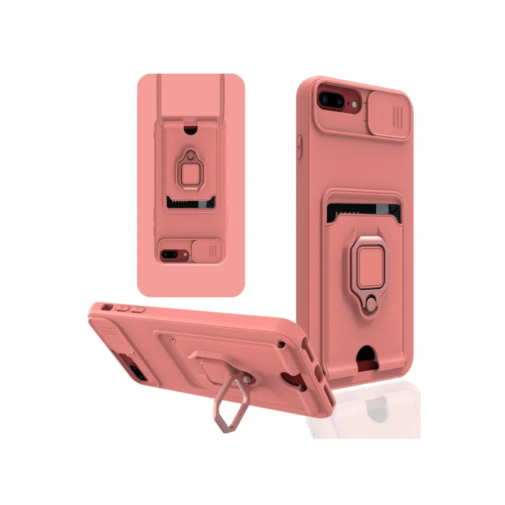 Newface Iphone 7 Plus Kılıf Zuma Kartvizitli Yüzüklü Silikon - Pembe