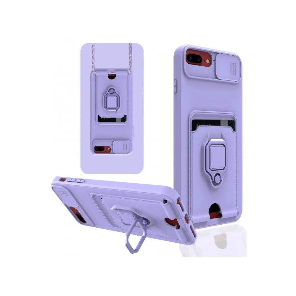 Newface Iphone 7 Plus Kılıf Zuma Kartvizitli Yüzüklü Silikon - Lila