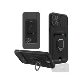 Newface Iphone 12 Pro Max Kılıf Zuma Kartvizitli Yüzüklü Silikon - Siyah