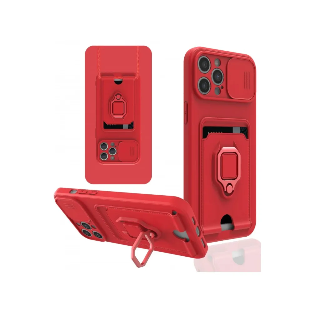 Newface Iphone 12 Pro Max Kılıf Zuma Kartvizitli Yüzüklü Silikon - Kırmızı