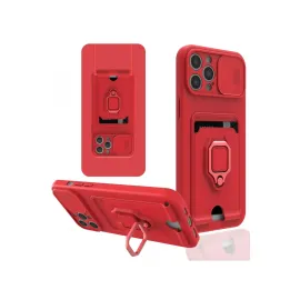 Newface Iphone 12 Pro Max Kılıf Zuma Kartvizitli Yüzüklü Silikon - Kırmızı