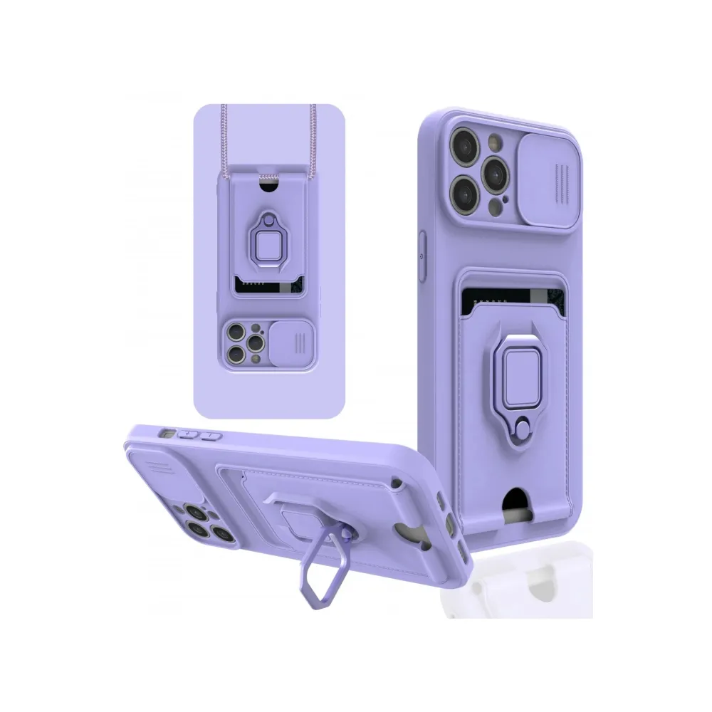 Newface Iphone 12 Pro Max Kılıf Zuma Kartvizitli Yüzüklü Silikon - Lila