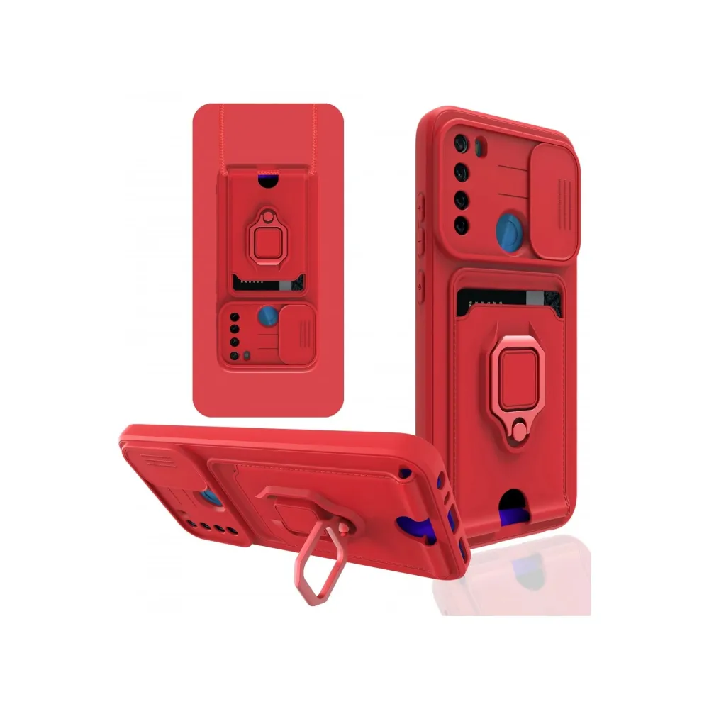 Newface Xiaomi Redmi Note 8 Kılıf Zuma Kartvizitli Yüzüklü Silikon - Kırmızı