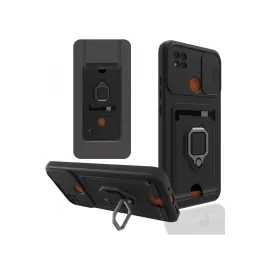 Newface Xiaomi Redmi 9C Kılıf Zuma Kartvizitli Yüzüklü Silikon - Siyah