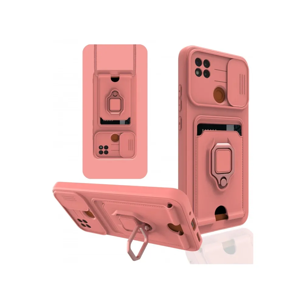 Newface Xiaomi Redmi 9C Kılıf Zuma Kartvizitli Yüzüklü Silikon - Pembe