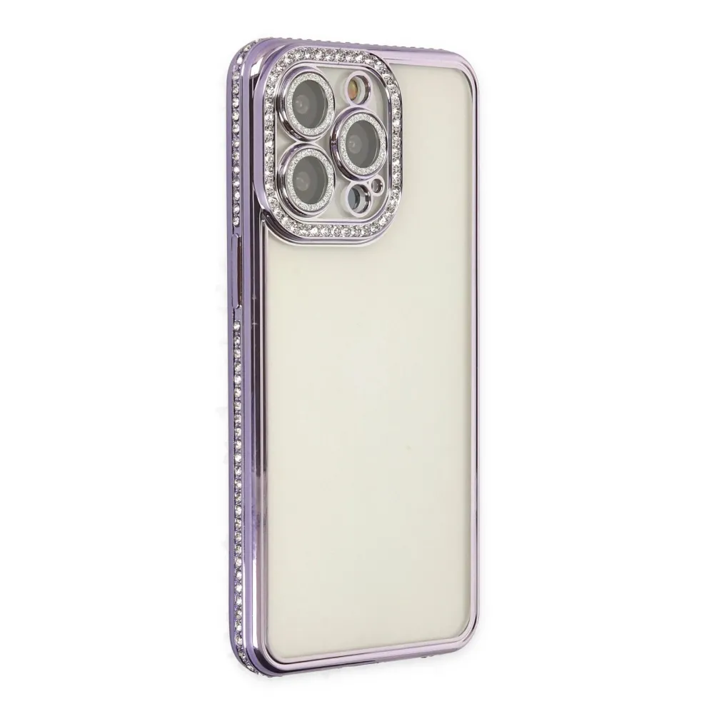 Newface Iphone 14 Pro Kılıf Joke Taşlı Silikon - Mor