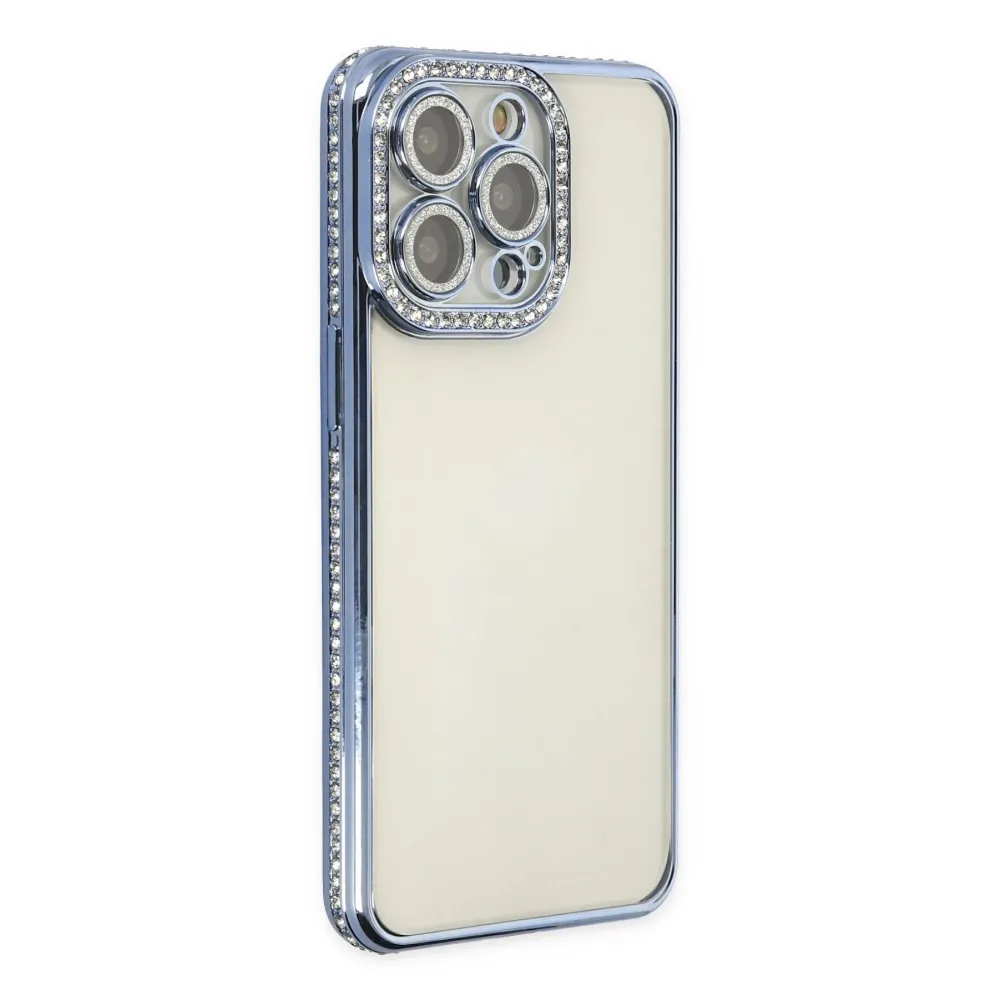 Newface Iphone 14 Pro Kılıf Joke Taşlı Silikon - Mavi