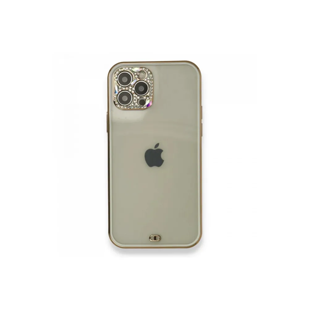 Newface Iphone 12 Pro Kılıf Liva Taşlı Silikon - Beyaz