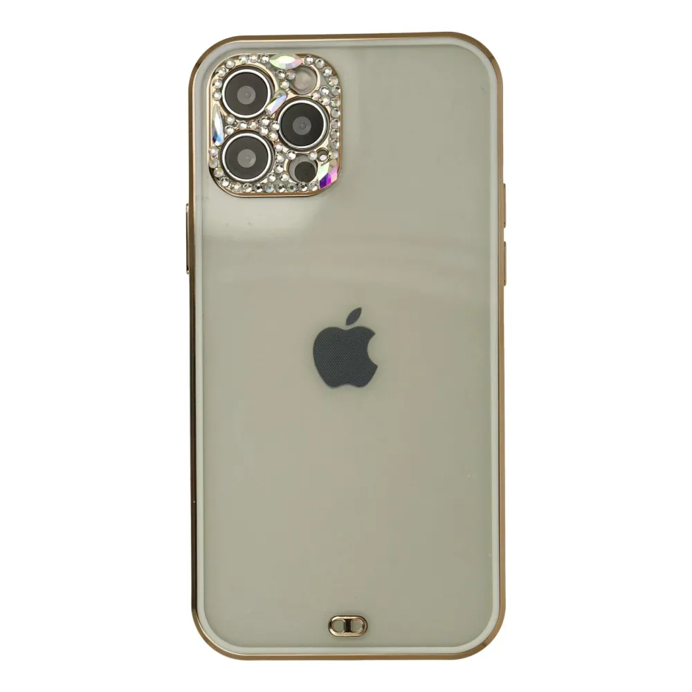Newface Iphone 12 Pro Max Kılıf Liva Taşlı Silikon - Beyaz