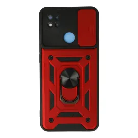 Newface Xiaomi Redmi 9C Kılıf Pars Lens Yüzüklü Silikon - Kırmızı