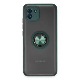 Newface Samsung Galaxy A03 Kılıf Montreal Yüzüklü Silikon Kapak - Yeşil