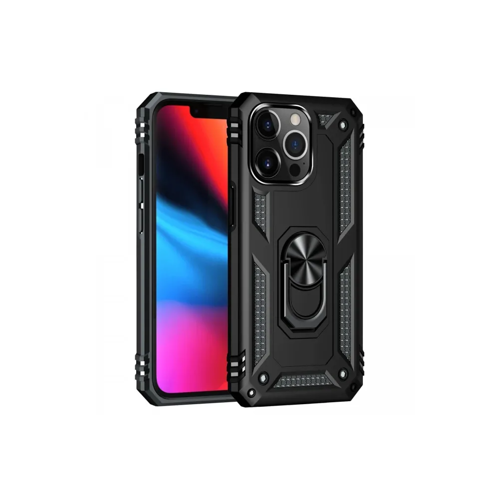 Newface Iphone 13 Pro Kılıf Sofya Yüzüklü Silikon Kapak - Siyah