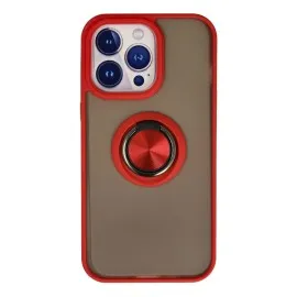 Newface Iphone 13 Pro Max Kılıf Montreal Yüzüklü Silikon Kapak - Kırmızı