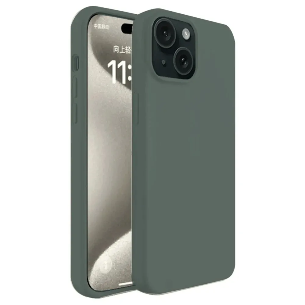 Newface Iphone 15 Kılıf First Silikon - Koyu Yeşil