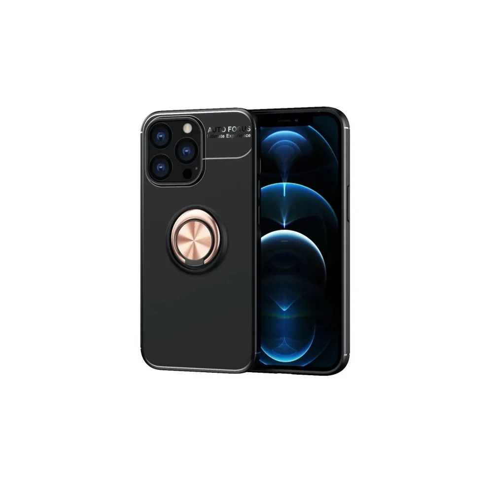 Newface Iphone 13 Pro Kılıf Range Yüzüklü Silikon - Siyah-Gold