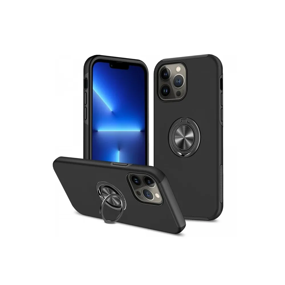 Newface Iphone 13 Pro Max Kılıf Elit Yüzüklü Kapak - Siyah