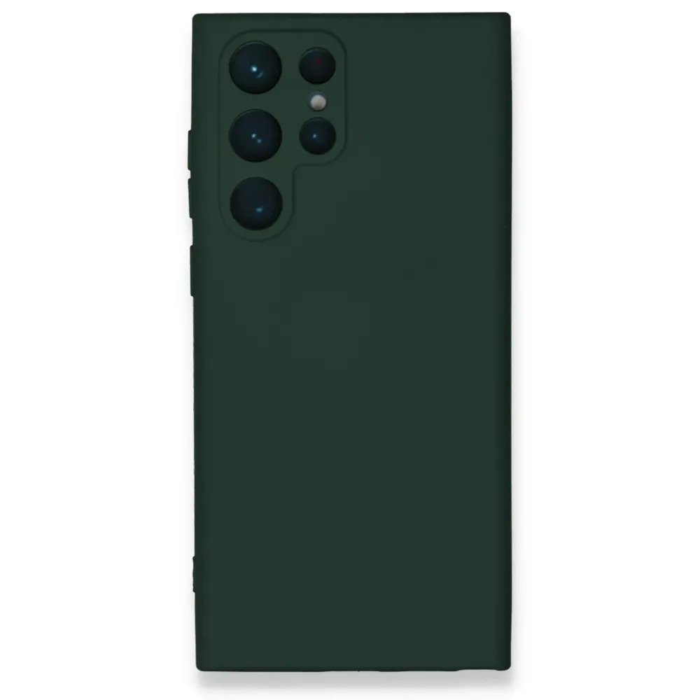 Newface Samsung Galaxy S23 Ultra Kılıf Nano Içi Kadife Silikon - Koyu Yeşil