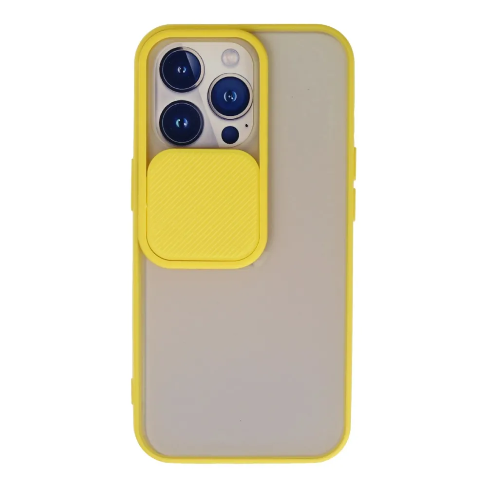 Newface Iphone 13 Pro Kılıf Palm Buzlu Kamera Sürgülü Silikon - Sarı
