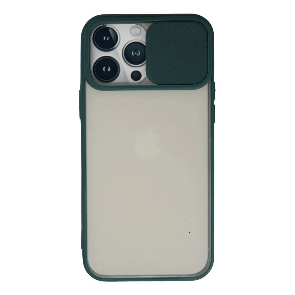 Newface Iphone 13 Pro Max Kılıf Palm Buzlu Kamera Sürgülü Silikon - Yeşil