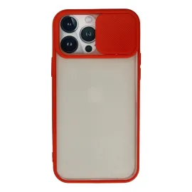 Newface Iphone 13 Pro Max Kılıf Palm Buzlu Kamera Sürgülü Silikon - Kırmızı