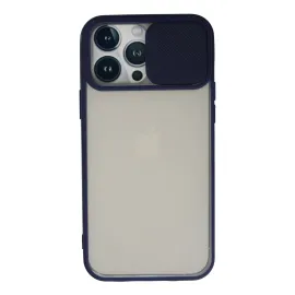 Newface Iphone 13 Pro Max Kılıf Palm Buzlu Kamera Sürgülü Silikon - Lacivert