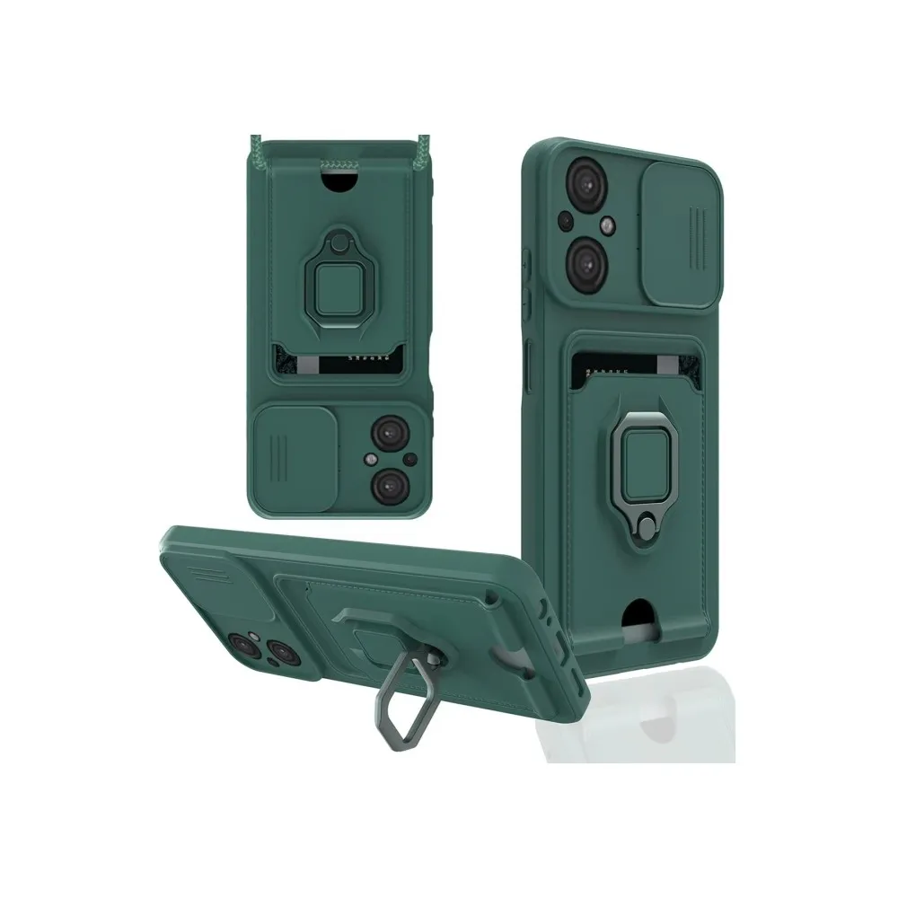 Newface Xiaomi Poco M5 Kılıf Zuma Kartvizitli Yüzüklü Silikon - Yeşil