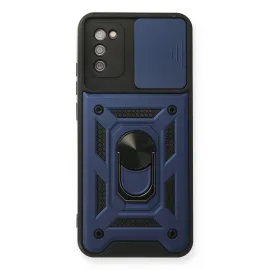 Newface Samsung Galaxy A03S Kılıf Pars Lens Yüzüklü Silikon - Lacivert