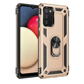 Newface Samsung Galaxy A03S Kılıf Sofya Yüzüklü Silikon Kapak - Gold