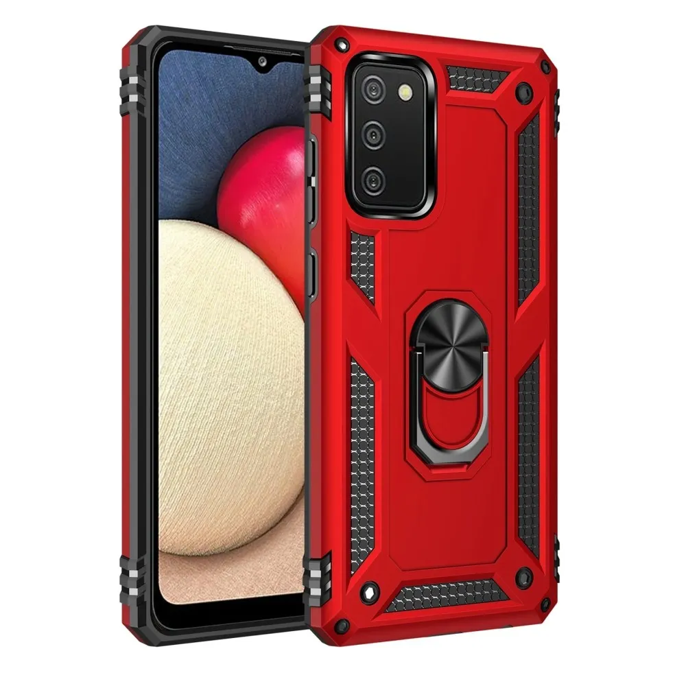 Newface Samsung Galaxy A03S Kılıf Sofya Yüzüklü Silikon Kapak - Kırmızı