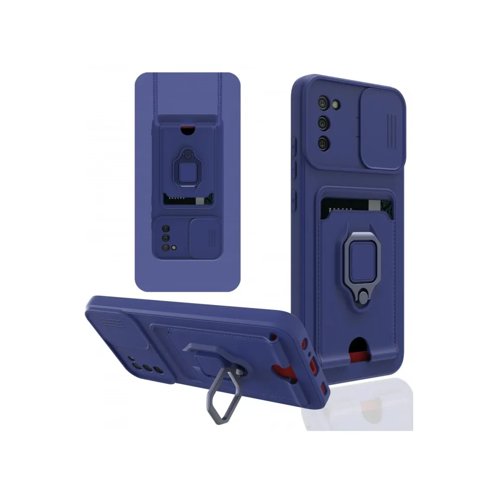 Newface Samsung Galaxy A03S Kılıf Zuma Kartvizitli Yüzüklü Silikon - Lacivert