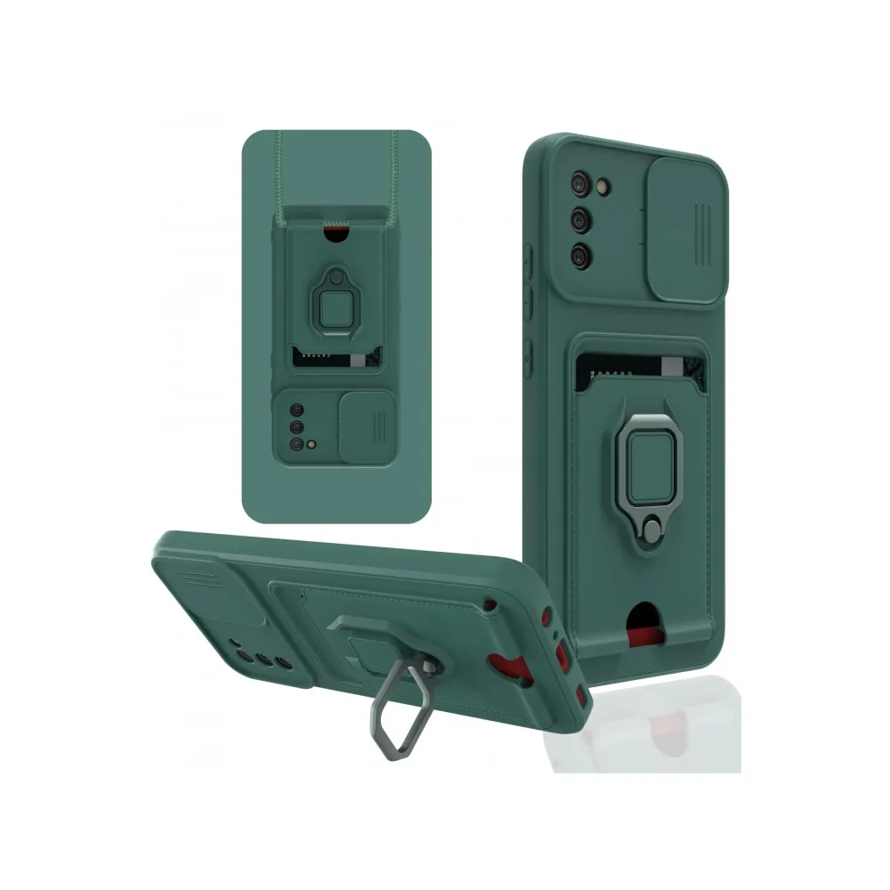 Newface Samsung Galaxy A03S Kılıf Zuma Kartvizitli Yüzüklü Silikon - Yeşil