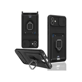 Newface Samsung Galaxy A05 Kılıf Zuma Kartvizitli Yüzüklü Silikon - Siyah