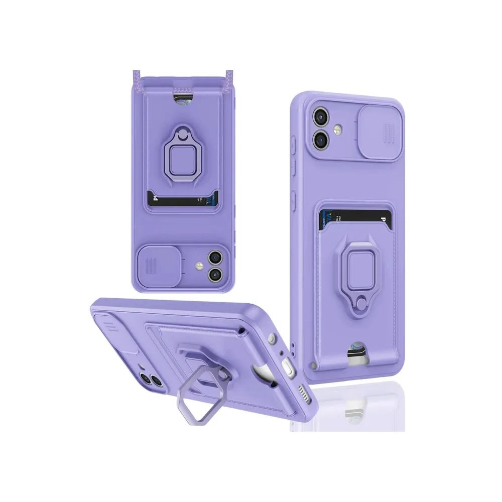 Newface Samsung Galaxy A05 Kılıf Zuma Kartvizitli Yüzüklü Silikon - Lila