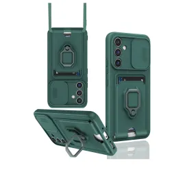 Newface Samsung Galaxy A05S Kılıf Zuma Kartvizitli Yüzüklü Silikon - Yeşil