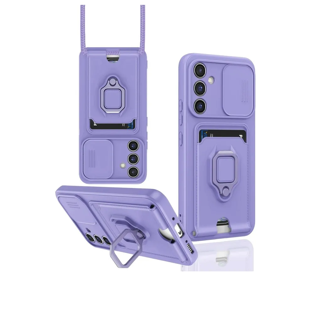 Newface Samsung Galaxy A05S Kılıf Zuma Kartvizitli Yüzüklü Silikon - Lila