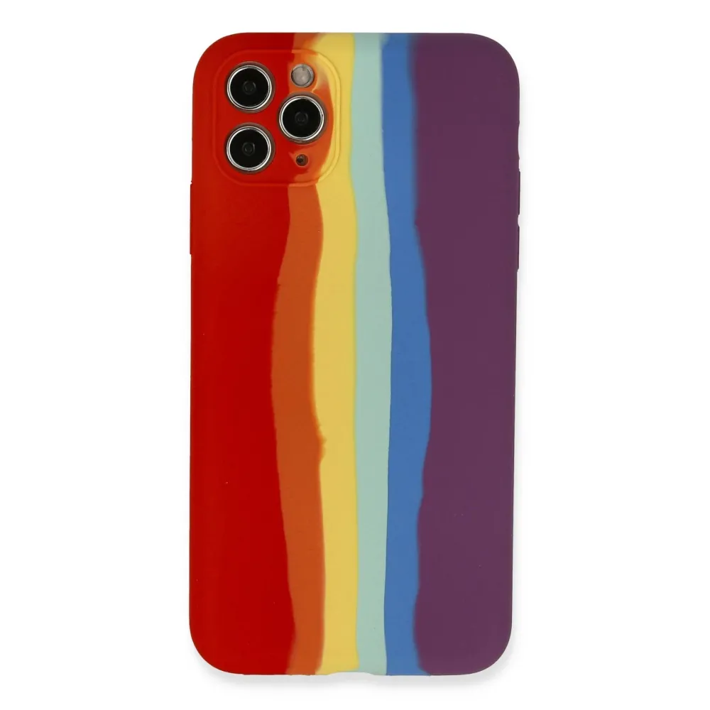 Newface Iphone 11 Pro Kılıf Ebruli Lansman Silikon - Kırmızı-Mor