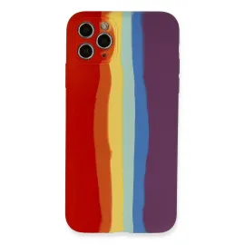 Newface Iphone 11 Pro Kılıf Ebruli Lansman Silikon - Kırmızı-Mor