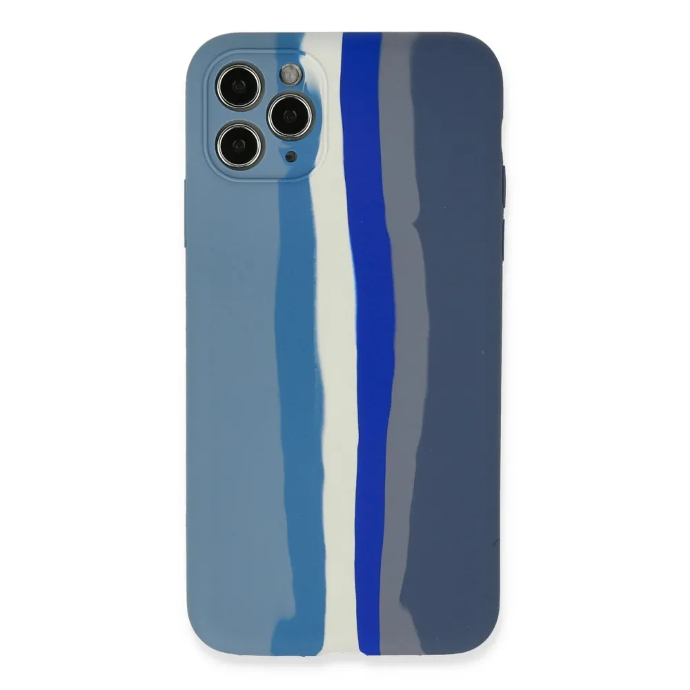 Newface Iphone 11 Pro Kılıf Ebruli Lansman Silikon - Mavi-Gri